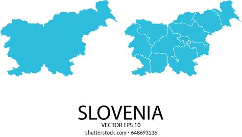 Couple Set Map - Blue Map of Slovenia.