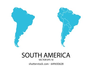 Couple Set Map - Blue Map of South America.