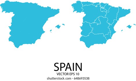 Couple Set Map - Blue Map of Spain. Vector eps 10.