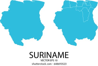 Couple Set Map - Blue Map of Suriname.