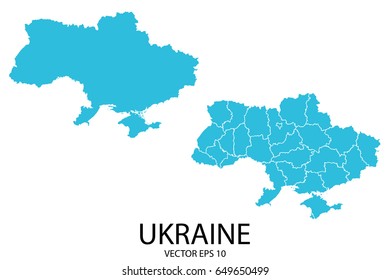 Couple Set Map - Blue Map of Ukraine.