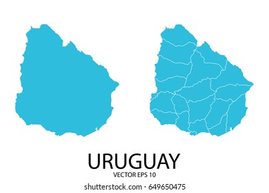 Couple Set Map - Blue Map of Uruguay.