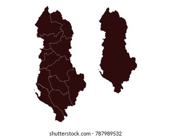 Couple Set Map,black Map of Albania ,Vector EPS10