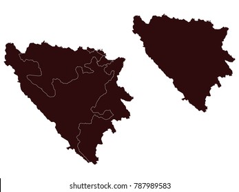 Couple Set Map,black Map of Bosnia and Herzegovina,Vector EPS10
