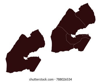 Couple Set Map,black Map of Djibouti ,Vector EPS10