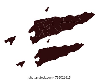 Couple Set Map,black Map of East Timor ,Vector EPS10
