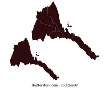 Couple Set Map,black Map of Eritrea ,Vector EPS10