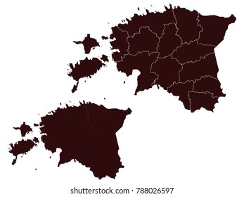 Couple Set Map,black Map of Estonia ,Vector EPS10