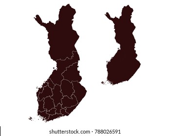 Couple Set Map,black Map of Finland ,Vector EPS10