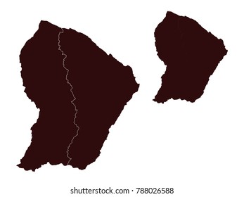 Couple Set Map,black Map of French Guiana ,Vector EPS10