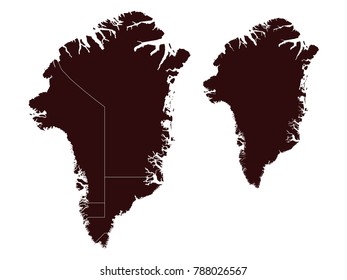 Couple Set Map,black Map of Greenland ,Vector EPS10