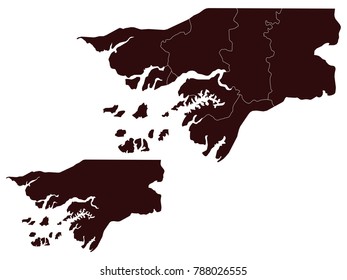 Couple Set Map,black Map of Guinea Bissau ,Vector EPS10
