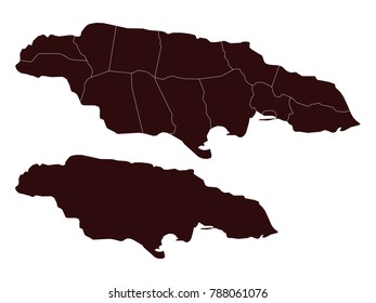 Couple Set Map,black Map of Jamaica ,Vector EPS10
