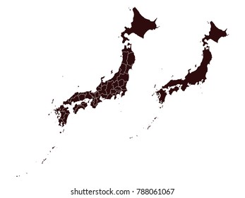Couple Set Map,black Map of Japan ,Vector EPS10