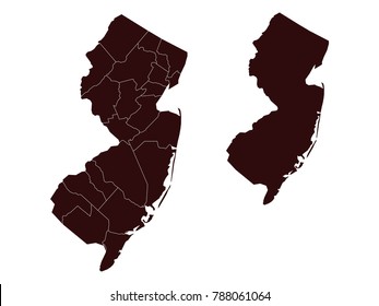 Couple Set Map,black Map of Jersey ,Vector EPS10
