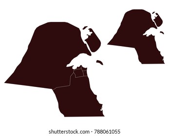 Couple Set Map,black Map of Kuwait ,Vector EPS10