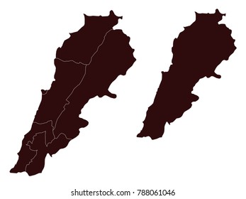 Couple Set Map,black Map of Lebanon ,Vector EPS10