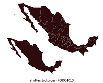 Couple Set Map,black Map of Mexico ,Vector EPS10