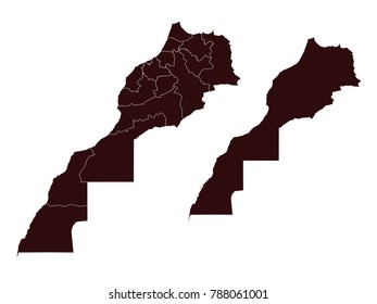 Couple Set Map,black Map of Morocco ,Vector EPS10