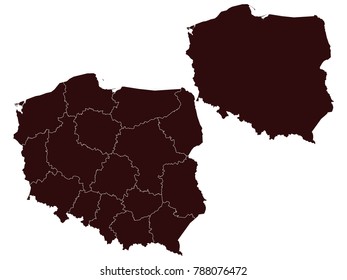 Couple Set Map,black Map of Poland ,Vector EPS10