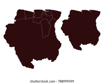 Couple Set Map,black Map of Suriname ,Vector EPS10