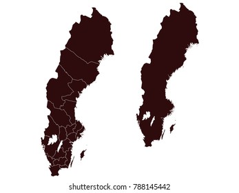 Couple Set Map,black Map of Sweden ,Vector EPS10