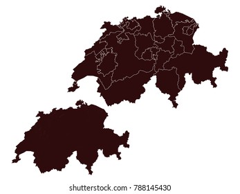Couple Set Map,black Map of Switzerland ,Vector EPS10