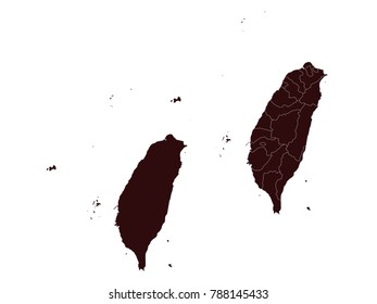 Couple Set Map,black Map of Taiwan ,Vector EPS10