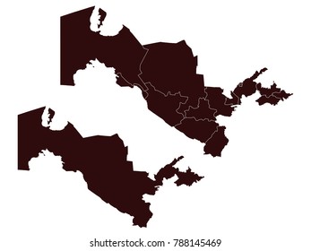 Couple Set Map,black Map of Uzbekistan ,Vector EPS10