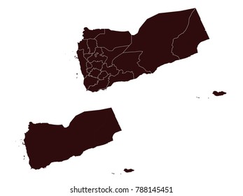 Couple Set Map,black Map of Yemen ,Vector EPS10