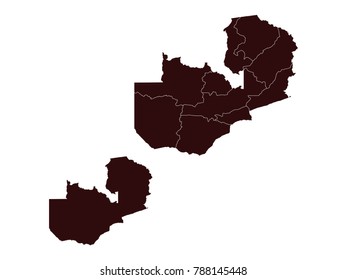 Couple Set Map,black Map of Zambia ,Vector EPS10