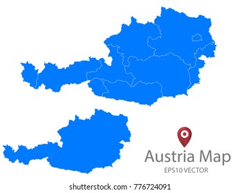 Couple Set Map,Blue Map of Austria,Vector EPS10