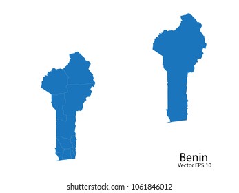 Couple Set Map,Blue Map of benin  ,vecter illustration eps10.