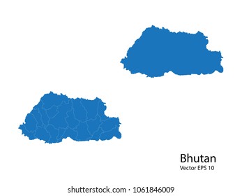 Couple Set Map,Blue Map of bhutan  ,vecter illustration eps10.