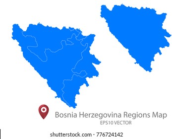 Couple Set Map,Blue Map of Bosnia and Herzegovina,Vector EPS10