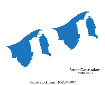 Couple Set Map,Blue Map of bruneiDarussalam ,vecter illustration eps10.