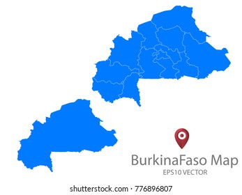 Couple Set Map,Blue Map of Burkina Faso,Vector EPS10