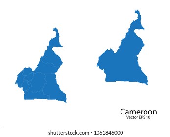 Couple Set Map,Blue Map of cameroon  ,vecter illustration eps10.
