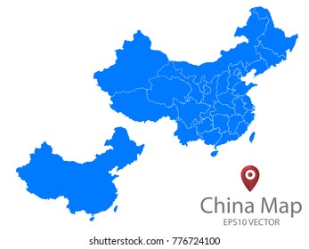 Couple Set Map,Blue Map of China,Vector EPS10