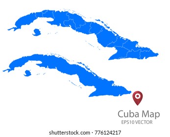 Couple Set Map,Blue Map of Cuba,Vector EPS10