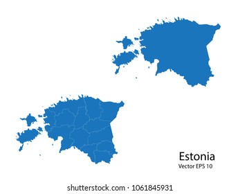 Couple Set Map,Blue Map of estonia ,vecter illustration eps10.