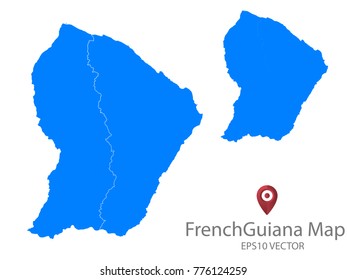 Couple Set Map,Blue Map of French Guiana,Vector EPS10