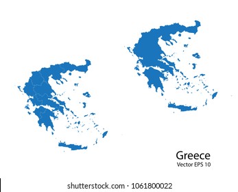 Couple Set Map,Blue Map of greece,vecter illustration eps10.