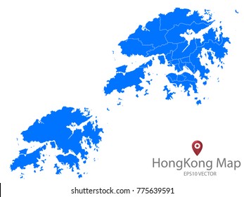 Couple Set Map,Blue Map of Hong Kong,Vector EPS10