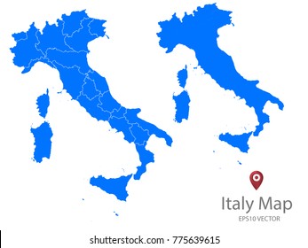 Couple Set Map,Blue Map of Italy,Vector EPS10