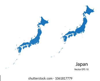 Couple Set Map,Blue Map of japan ,vecter illustration eps10.