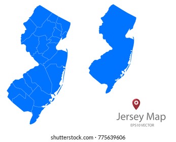 Couple Set Map,Blue Map of Jersey,Vector EPS10