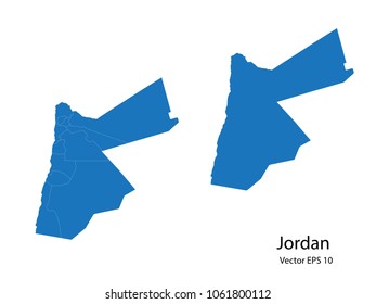Couple Set Map,Blue Map of jordan ,vecter illustration eps10.