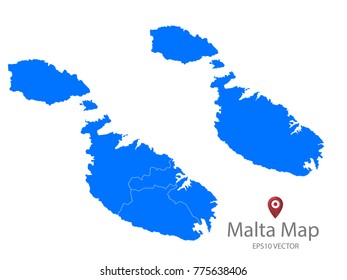 Couple Set Map,Blue Map of Malta,Vector EPS10