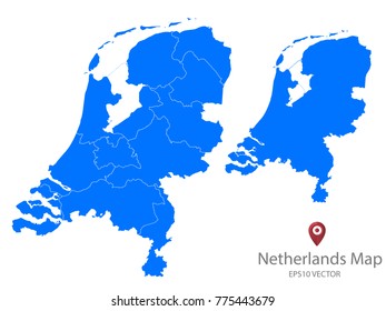 Couple Set Map,Blue Map of Netherlands,Vector EPS10